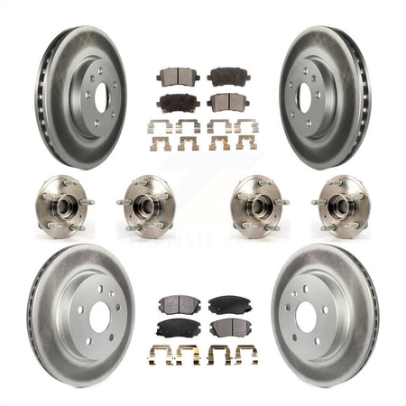 Front Rear Hub Bearings Assembly Coated Disc Brake Rotors And Semi-Metallic Pads Kit (10Pc) For 2018-2019 Chevrolet Impala KBB-116410 by Transit Auto