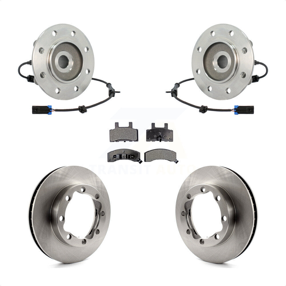 Front Hub Bearing Assembly With Disc Brake Rotors And Semi-Metallic Pads Kit For 1995-1995 Chevrolet K2500 GMC K3500 Suburban KBB-116428 by Transit Auto