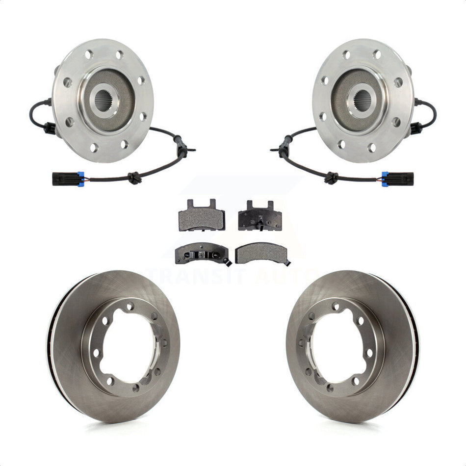 Front Hub Bearing Assembly With Disc Brake Rotors And Semi-Metallic Pads Kit For 1995-1995 K3500 Chevrolet GMC Dual Rear Wheels KBB-116429 by Transit Auto