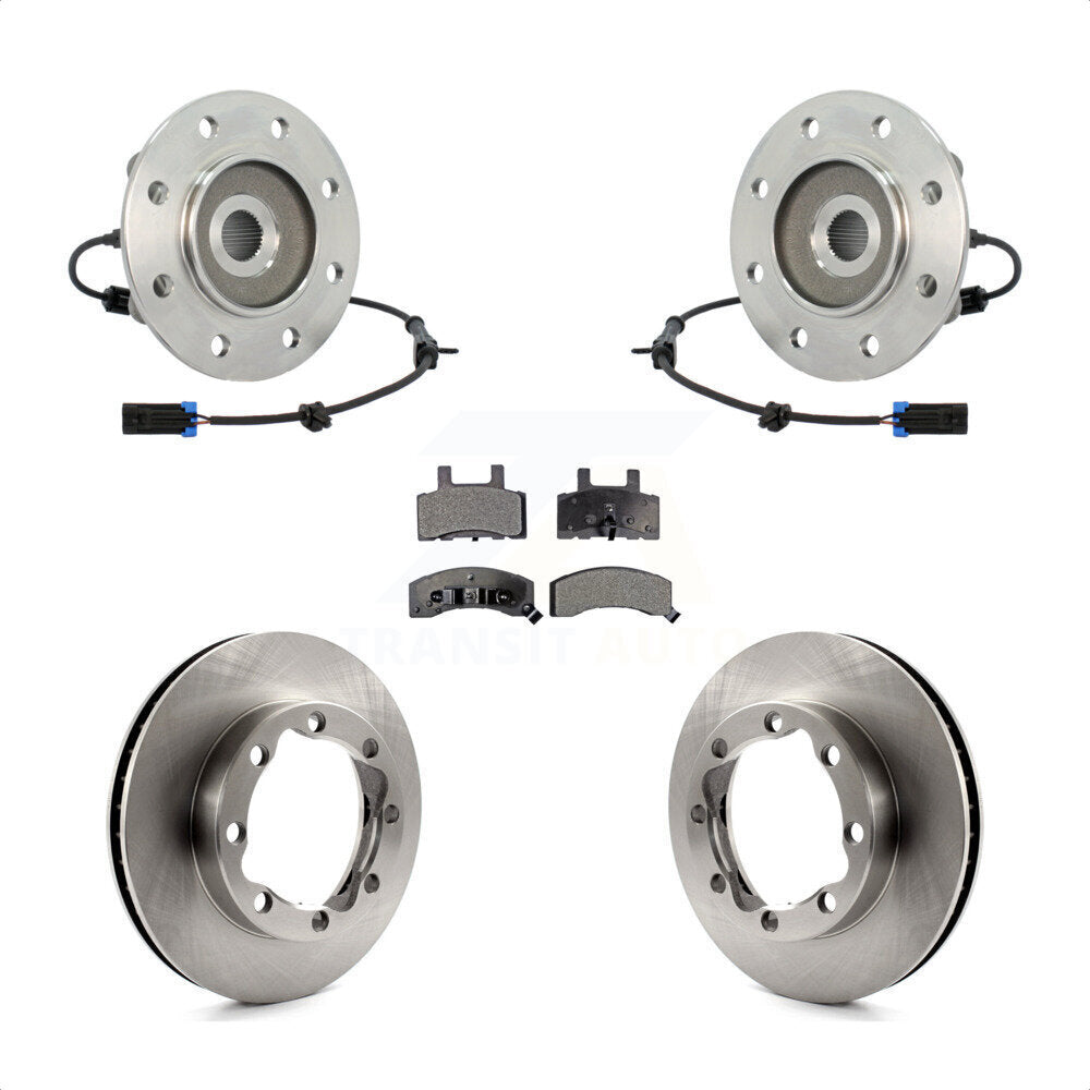 Front Hub Bearing Assembly With Disc Brake Rotors And Ceramic Pads Kit For 1995-1995 Chevrolet K2500 GMC K3500 Suburban KBB-116436 by Transit Auto