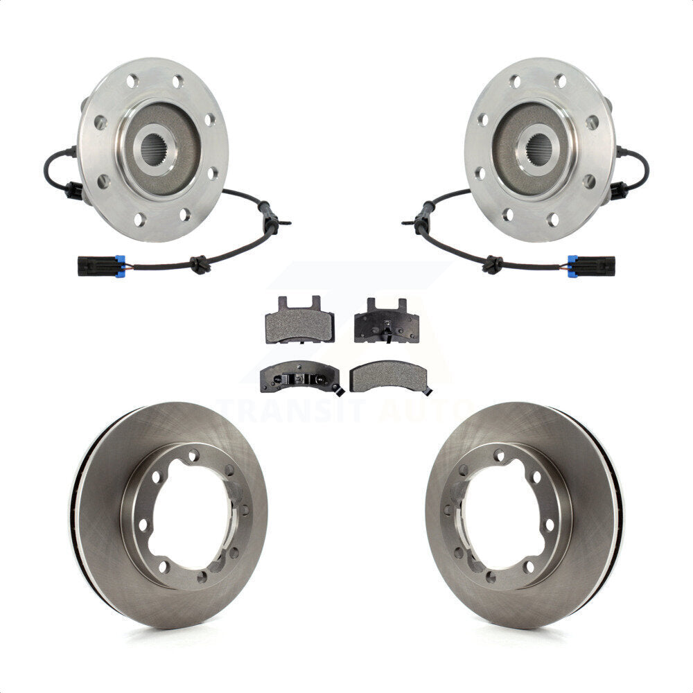 Front Hub Bearing Assembly With Disc Brake Rotors And Ceramic Pads Kit For 1995-1995 K3500 Chevrolet GMC Dual Rear Wheels KBB-116437 by Transit Auto