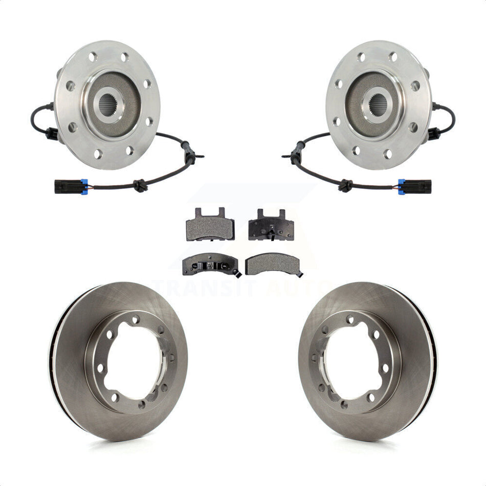 Front Hub Bearing Assembly With Disc Brake Rotors And Ceramic Pads Kit For 1995-1995 K3500 Chevrolet GMC Dual Rear Wheels KBB-116437 by Transit Auto