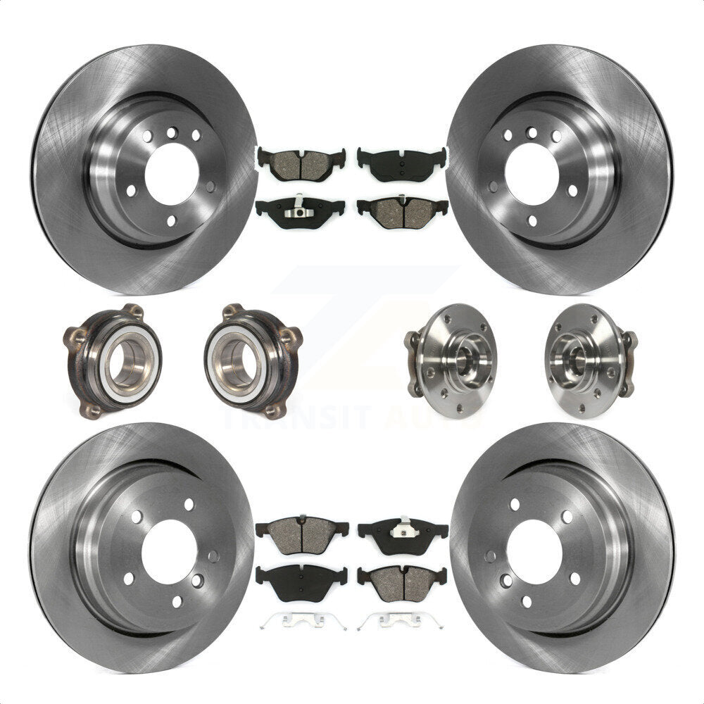 Front Rear Hub Bearings Assembly Disc Brake Rotors And Semi-Metallic Pads Kit (10Pc) For 2012 BMW X1 xDrive28i with AWD With 300mm Diameter Rotor KBB-116450 by Transit Auto