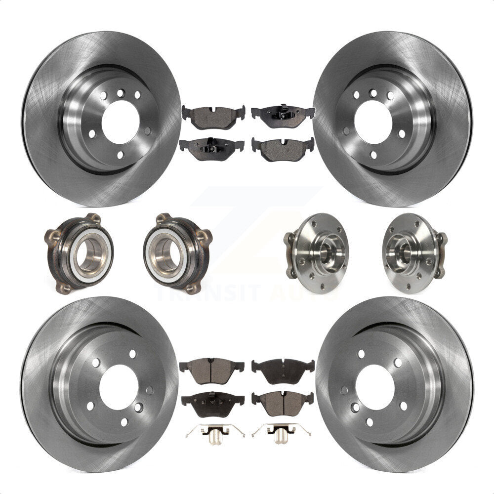 Front Rear Hub Bearings Assembly Disc Brake Rotors And Ceramic Pads Kit (10Pc) For 2012 BMW X1 xDrive28i with AWD With 300mm Diameter Rotor KBB-116452 by Transit Auto