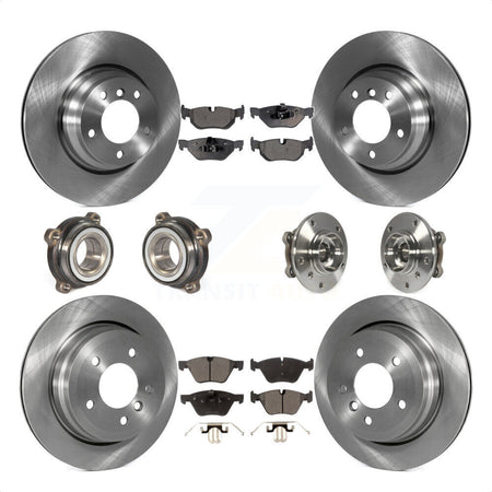 Front Rear Hub Bearings Assembly Disc Brake Rotors And Ceramic Pads Kit (10Pc) For 2012 BMW X1 xDrive28i with AWD With 300mm Diameter Rotor KBB-116452 by Transit Auto