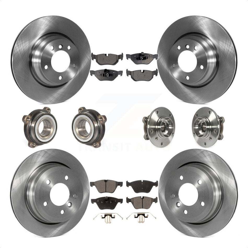 Front Rear Hub Bearings Assembly Disc Brake Rotors And Ceramic Pads Kit (10Pc) For 2012 BMW X1 xDrive28i with AWD With 300mm Diameter Rotor KBB-116452 by Transit Auto