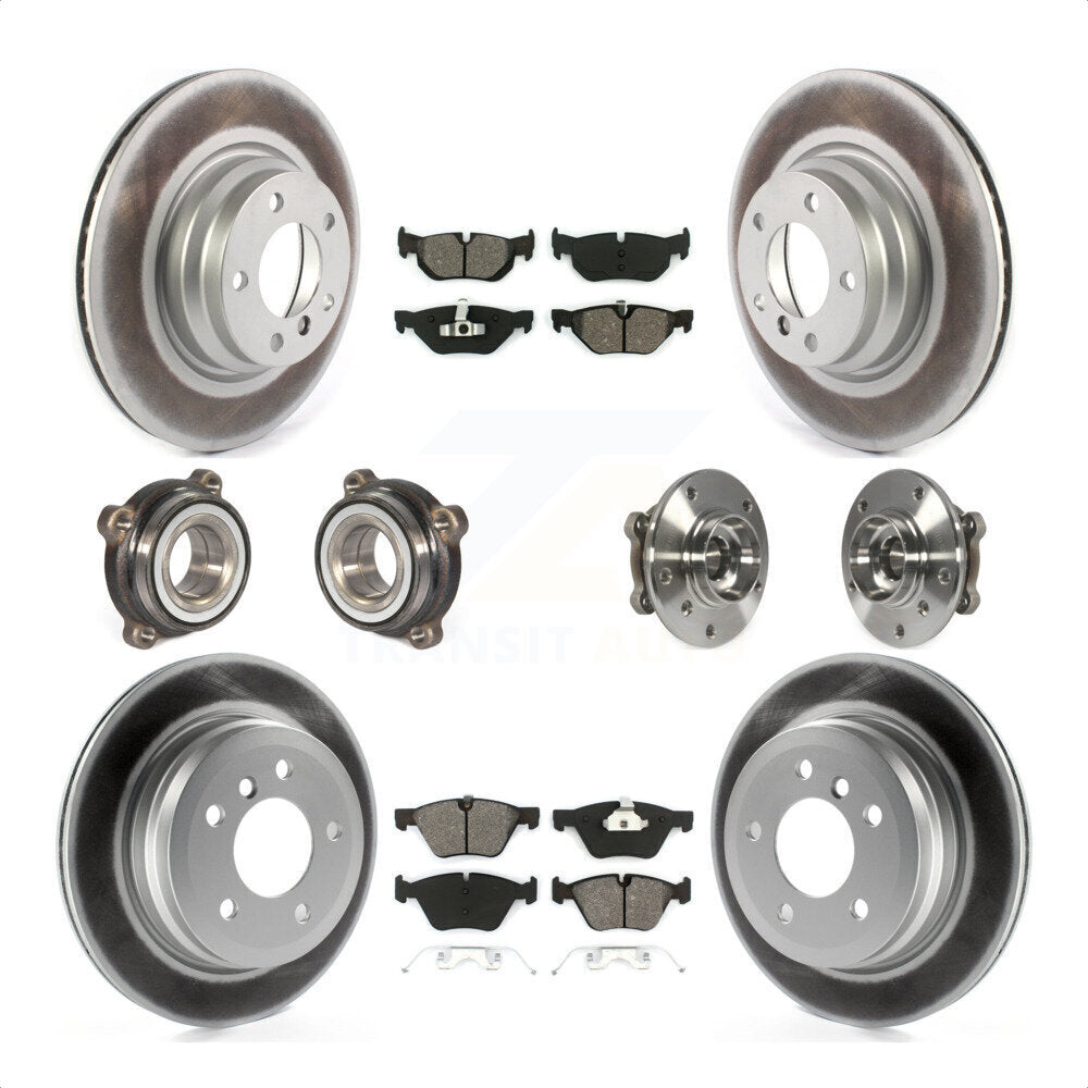 Front Rear Hub Bearings Assembly Coated Disc Brake Rotors And Semi-Metallic Pads Kit (10Pc) For 2012 BMW X1 xDrive28i with AWD With 300mm Diameter Rotor KBB-116456 by Transit Auto