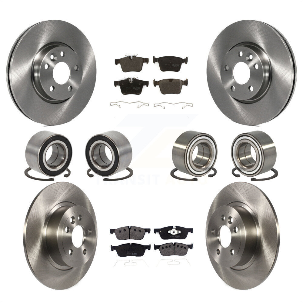 Front Rear Wheel Bearings Disc Brake Rotors And Semi-Metallic Pads Kit (10Pc) For 2016-2017 Land Rover Range Evoque With 300mm Diameter Rotor KBB-116466 by Transit Auto