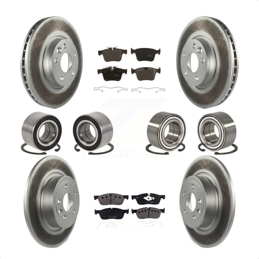 Front Rear Wheel Bearings Coated Disc Brake Rotors And Semi-Metallic Pads Kit (10Pc) For 2016-2017 Land Rover Range Evoque With 300mm Diameter Rotor KBB-116505 by Transit Auto