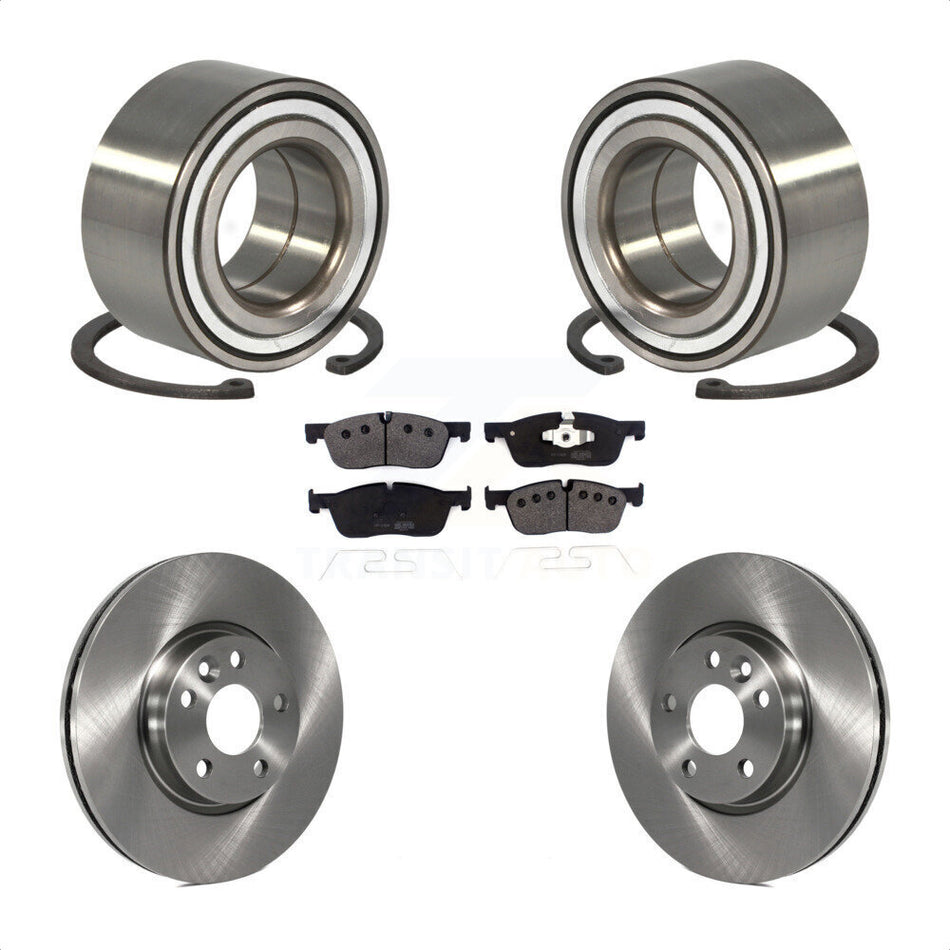 Front Wheel Bearing With Disc Brake Rotors And Semi-Metallic Pads Kit For 2016-2017 Land Rover Range Evoque 300mm Diameter Rotor KBB-116526 by Transit Auto