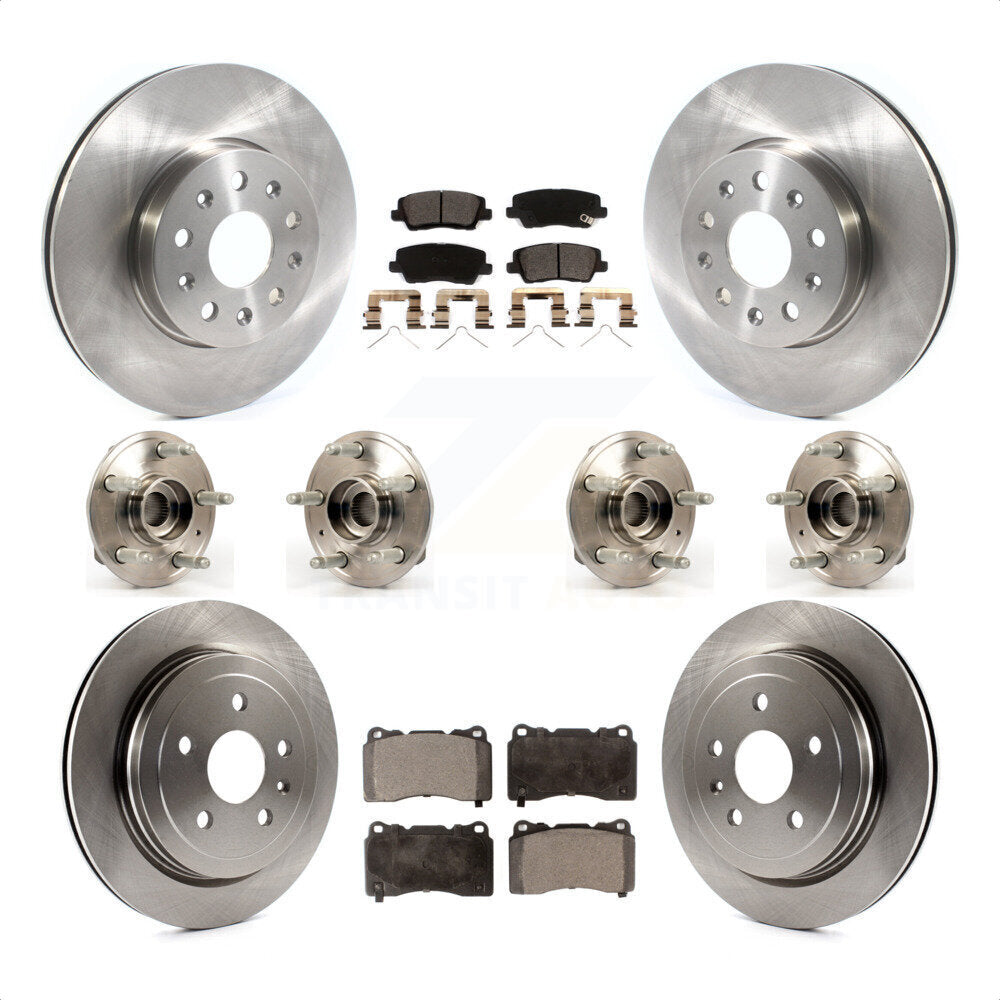 Front Rear Hub Bearings Assembly Disc Brake Rotors And Ceramic Pads Kit (10Pc) For Cadillac CTS Except Posi-Trac KBB-116570 by Transit Auto