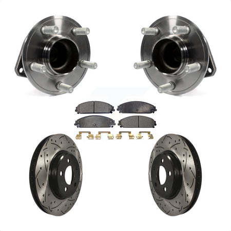 Front Hub Bearing Assembly With Coated Drilled Slotted Disc Brake Rotors And Semi-Metallic Pads Kit For Dodge Charger Chrysler 300 Challenger KBB-116592 by Transit Auto