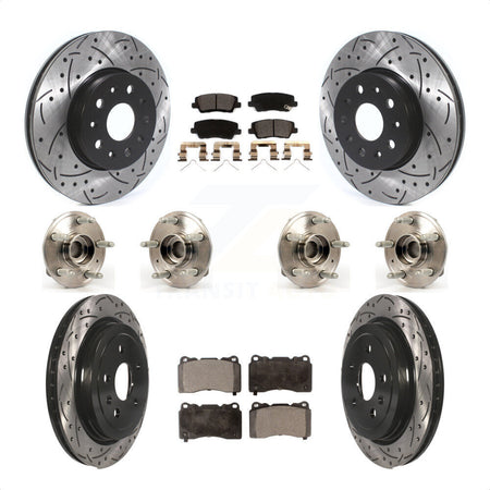 Front Rear Hub Bearings Assembly Coated Disc Brake Rotors And Ceramic Pads Kit (10Pc) For Cadillac CTS Except Posi-Trac KBB-116618 by Transit Auto