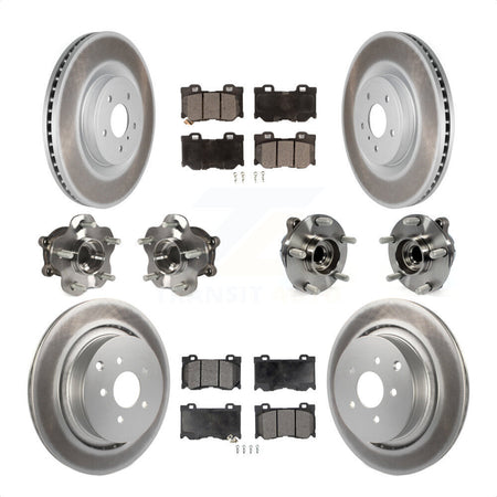 Front Rear Hub Bearings Assembly Coated Disc Brake Rotors And Semi-Metallic Pads Kit (10Pc) For Infiniti Q50 M37 Q70 Q70L QX70 M56 INFINITI KBB-116644 by Transit Auto