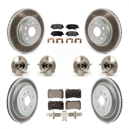 Front Rear Hub Bearings Assembly Coated Disc Brake Rotors And Semi-Metallic Pads Kit (10Pc) For Cadillac CTS Except Posi-Trac KBB-116647 by Transit Auto