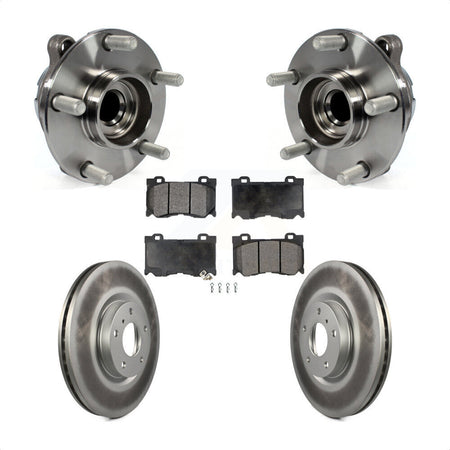 Front Hub Bearing Assembly With Coated Disc Brake Rotors And Semi-Metallic Pads Kit For 2017-2018 INFINITI Q70 Hybrid with RWD Sport Package KBB-116671 by Transit Auto