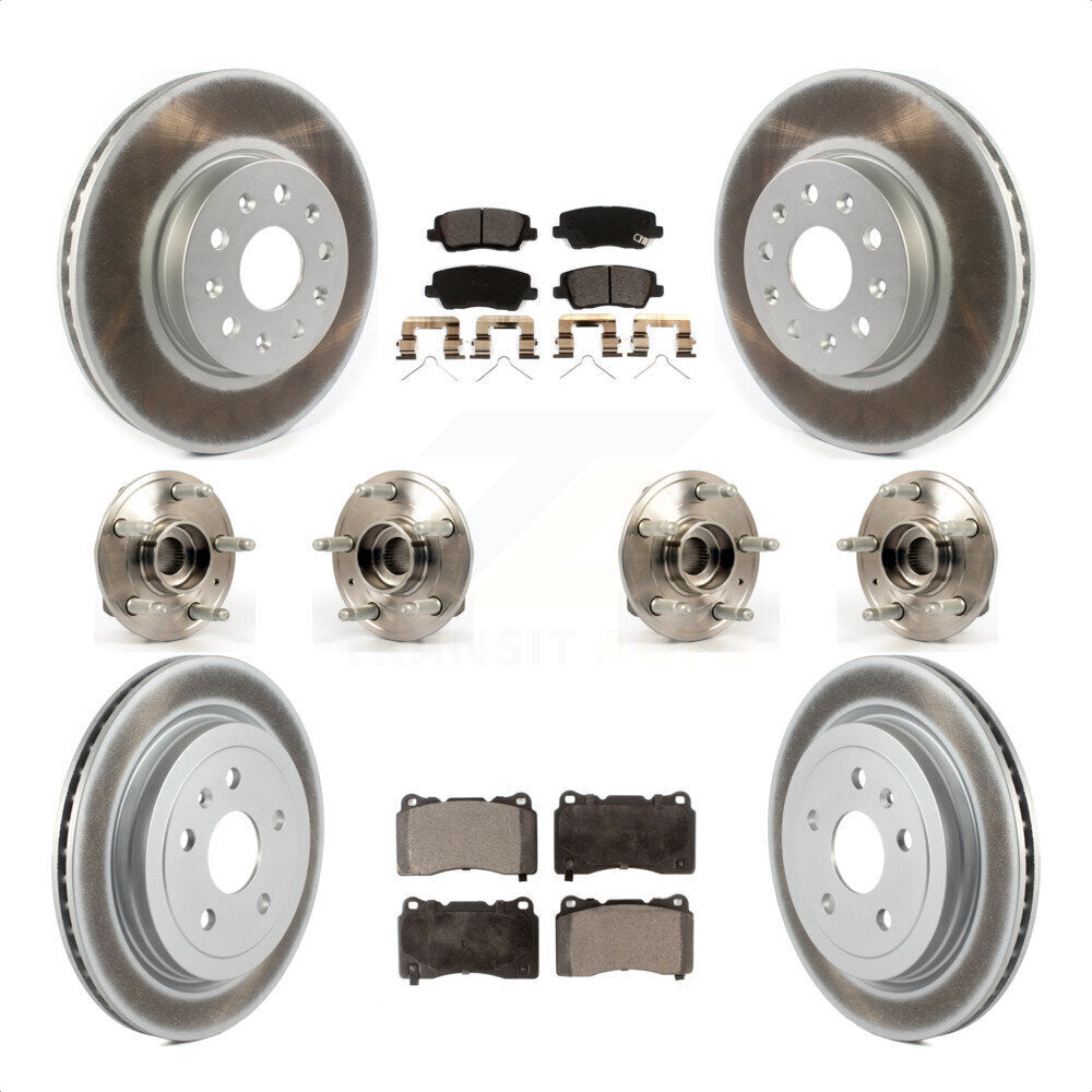 Front Rear Hub Bearings Assembly Coated Disc Brake Rotors And Ceramic Pads Kit (10Pc) For Cadillac CTS Except Posi-Trac KBB-116678 by Transit Auto