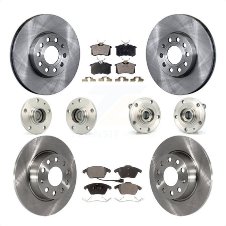 Front Rear Hub Bearings Assembly Disc Brake Rotors And Semi-Metallic Pads Kit (10Pc) For 2014 Volkswagen Beetle Sportline with 2.0L With 272mm Diameter Rotor KBB-116708 by Transit Auto