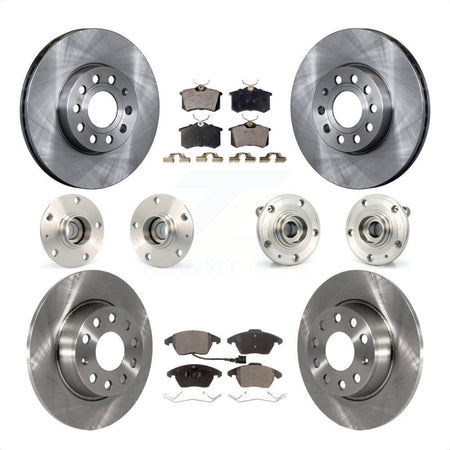 Front Rear Hub Bearings Assembly Disc Brake Rotors And Semi-Metallic Pads Kit (10Pc) For 2014 Volkswagen Beetle Base Highline Comfortline with 2.5L With 272mm Diameter Rotor KBB-116709 by Transit Auto