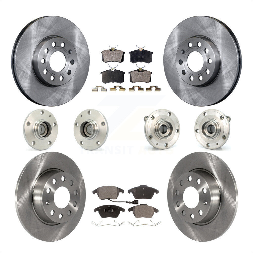 Front Rear Hub Bearings Assembly Disc Brake Rotors And Ceramic Pads Kit (10Pc) For 2014 Volkswagen Beetle Sportline with 2.0L With 272mm Diameter Rotor KBB-116718 by Transit Auto