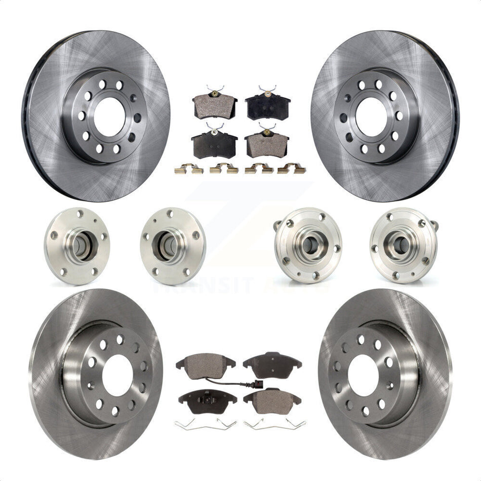 Front Rear Hub Bearings Assembly Disc Brake Rotors And Ceramic Pads Kit (10Pc) For 2014 Volkswagen Beetle Sportline with 2.0L With 272mm Diameter Rotor KBB-116718 by Transit Auto