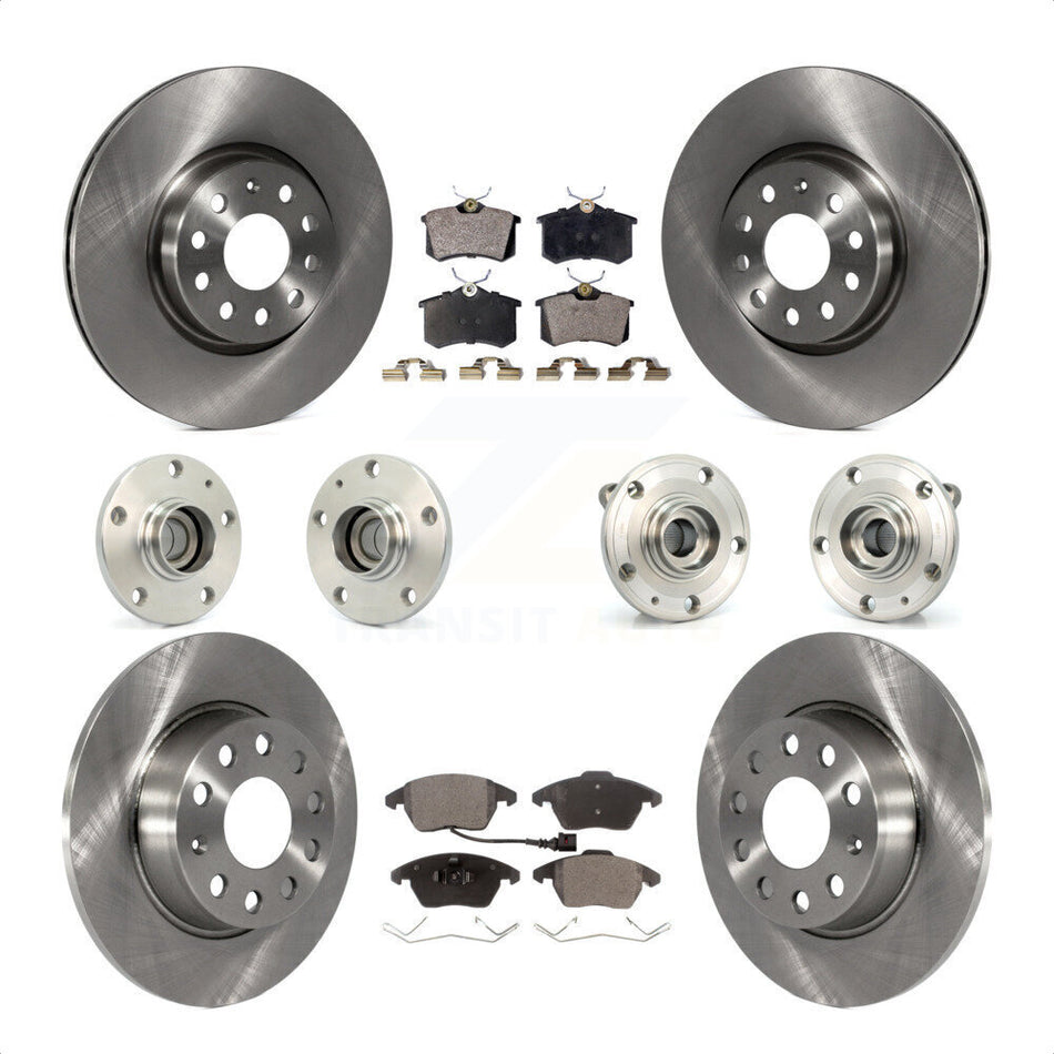 Front Rear Hub Bearings Assembly Disc Brake Rotors And Ceramic Pads Kit (10Pc) For 2014 Volkswagen Beetle R-Line GSR with 2.0L With 272mm Diameter Rotor KBB-116720 by Transit Auto