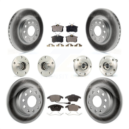 Front Rear Hub Bearings Assembly Coated Disc Brake Rotors And Ceramic Pads Kit (10Pc) For 2014 Volkswagen Beetle Sportline with 2.0L With 272mm Diameter Rotor KBB-116750 by Transit Auto