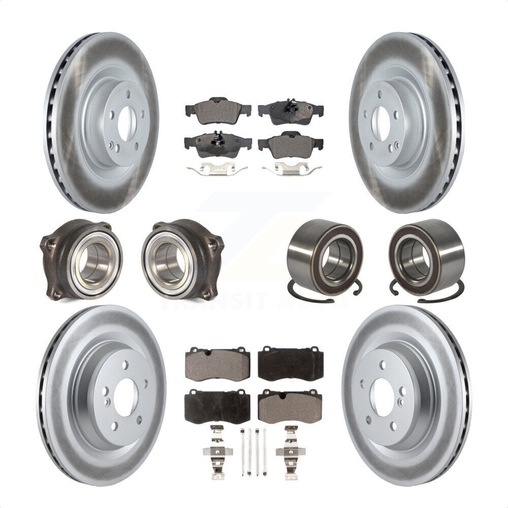 Front Rear Wheel Hub Bearings Assembly Coated Disc Brake Rotors And Semi-Metallic Pads Kit (10Pc) For Mercedes-Benz S550 CL550 S350 KBB-116858 by Transit Auto