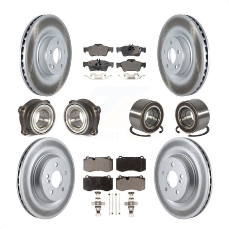 Front Rear Wheel Hub Bearings Assembly Coated Disc Brake Rotors And Semi-Metallic Pads Kit (10Pc) For Mercedes-Benz S550 CL550 S350 KBB-116858 by Transit Auto