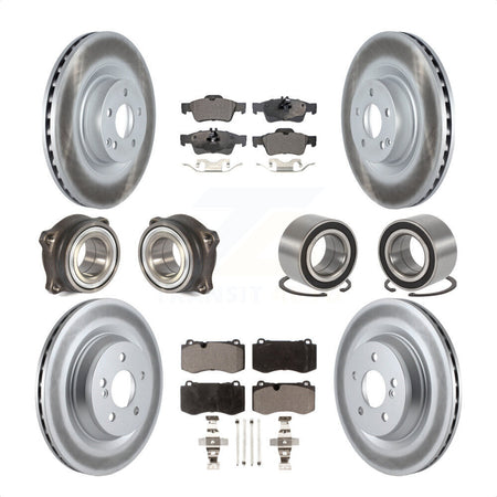 Front Rear Wheel Hub Bearings Assembly Coated Disc Brake Rotors And Semi-Metallic Pads Kit (10Pc) For 2009 Mercedes-Benz S450 Without Sport Package KBB-116859 by Transit Auto
