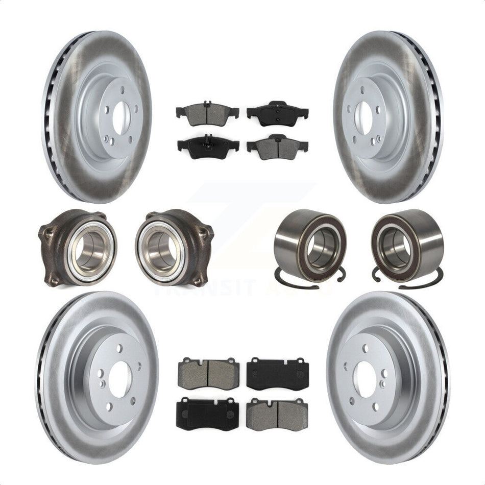 Front Rear Wheel Hub Bearings Assembly Coated Disc Brake Rotors And Semi-Metallic Pads Kit (10Pc) For Mercedes-Benz S550 CL550 S350 KBB-116863 by Transit Auto