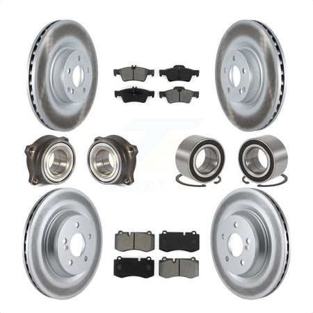 Front Rear Wheel Hub Bearings Assembly Coated Disc Brake Rotors And Semi-Metallic Pads Kit (10Pc) For 2009 Mercedes-Benz S450 Without Sport Package KBB-116864 by Transit Auto