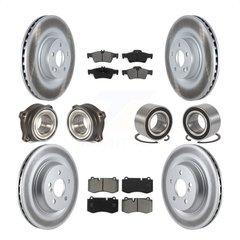 Front Rear Wheel Hub Bearings Assembly Coated Disc Brake Rotors And Semi-Metallic Pads Kit (10Pc) For 2009 Mercedes-Benz S450 Without Sport Package KBB-116864 by Transit Auto