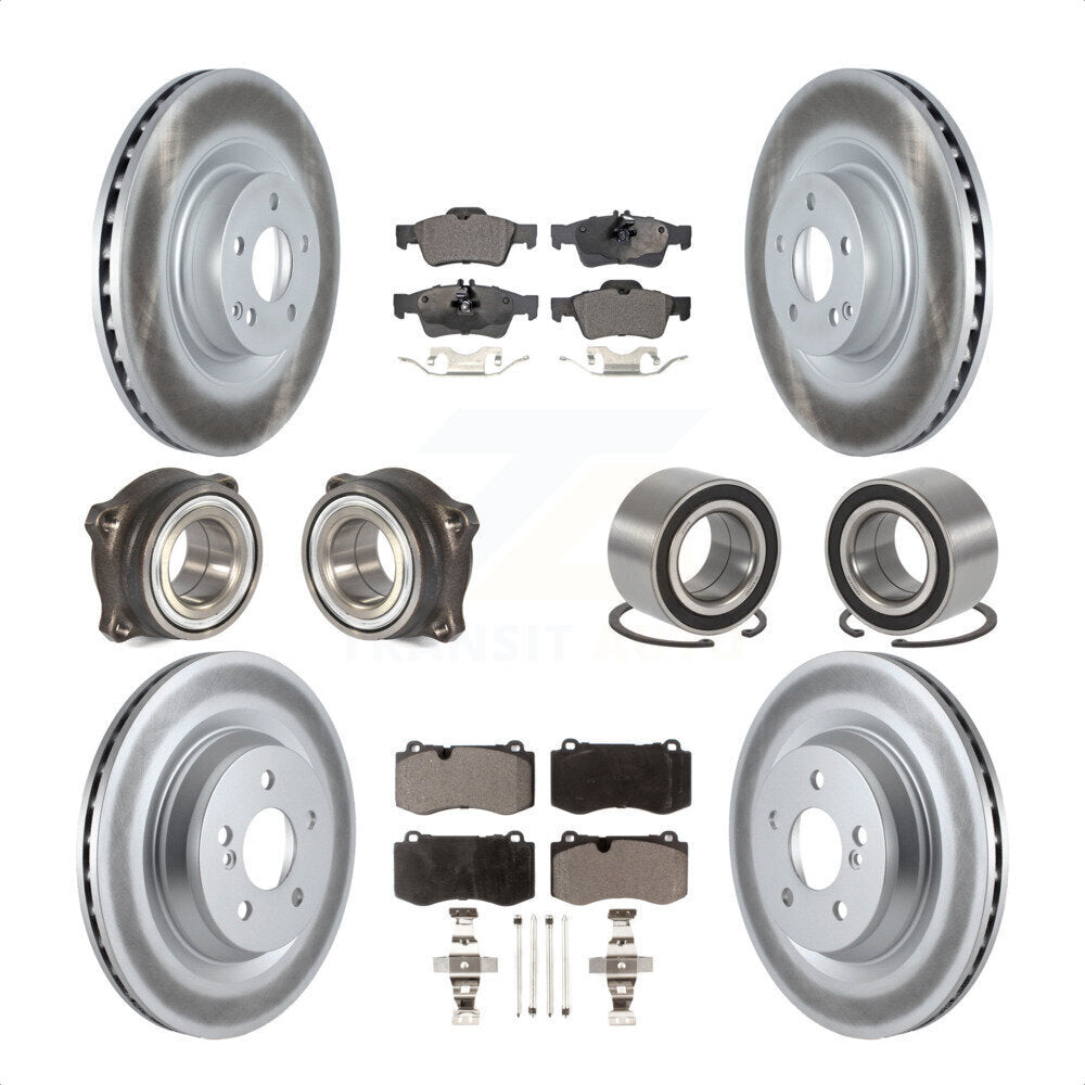 Front Rear Wheel Hub Bearings Assembly Coated Disc Brake Rotors And Ceramic Pads Kit (10Pc) For 2009 Mercedes-Benz S450 Without Sport Package KBB-116868 by Transit Auto