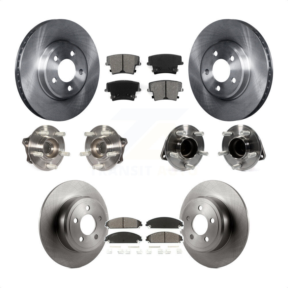 Front Rear Hub Bearings Assembly Disc Brake Rotors And Semi-Metallic Pads Kit (10Pc) For 2019-2020 Chrysler 300 RWD with 5.7L KBB-117003 by Transit Auto