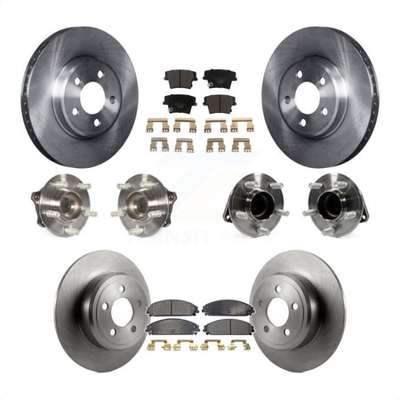 Front Rear Hub Bearings Assembly Disc Brake Rotors And Ceramic Pads Kit (10Pc) For 2019-2020 Chrysler 300 RWD with 5.7L KBB-117005 by Transit Auto