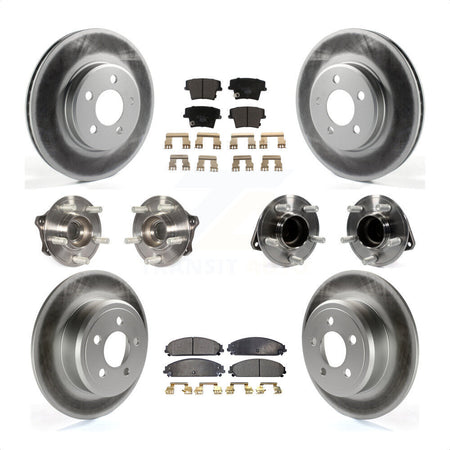 Front Rear Hub Bearings Assembly Coated Disc Brake Rotors And Ceramic Pads Kit (10Pc) For 2019-2020 Chrysler 300 RWD with 5.7L KBB-117023 by Transit Auto