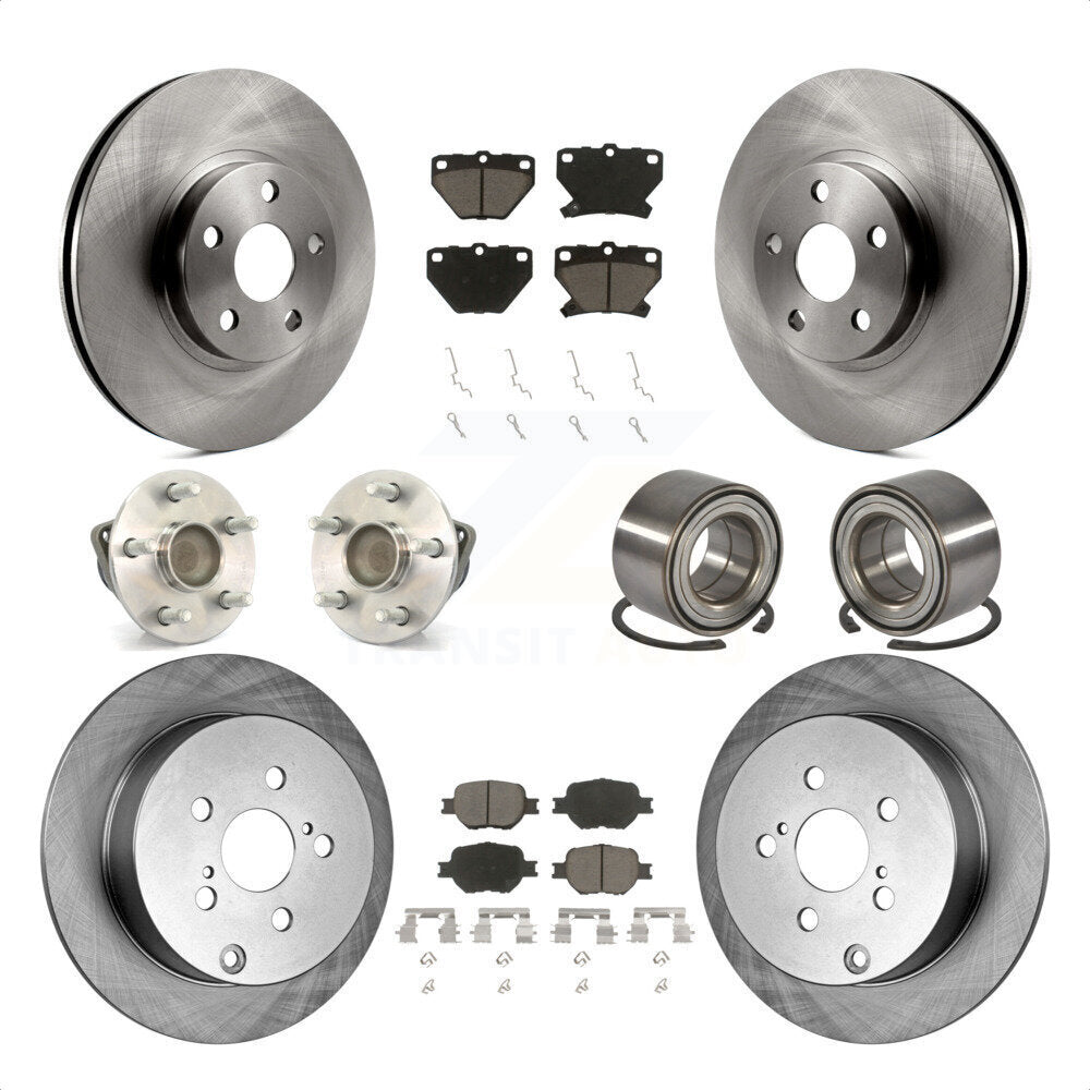 Front Rear Wheel Hub Bearings Assembly Disc Brake Rotors And Ceramic Pads Kit (10Pc) For Toyota Celica KBB-117066 by Transit Auto