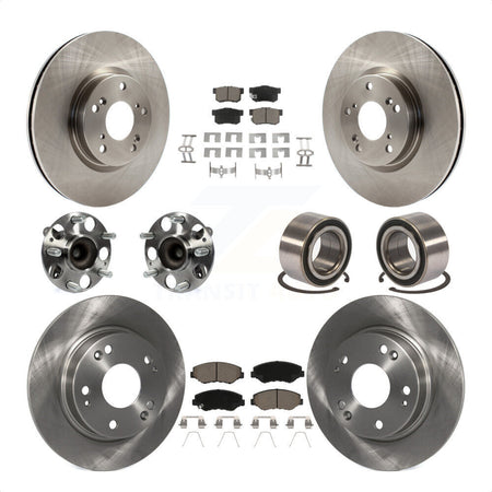 Front Rear Wheel Hub Bearings Assembly Disc Brake Rotors And Ceramic Pads Kit (10Pc) For Honda Civic KBB-117114 by Transit Auto