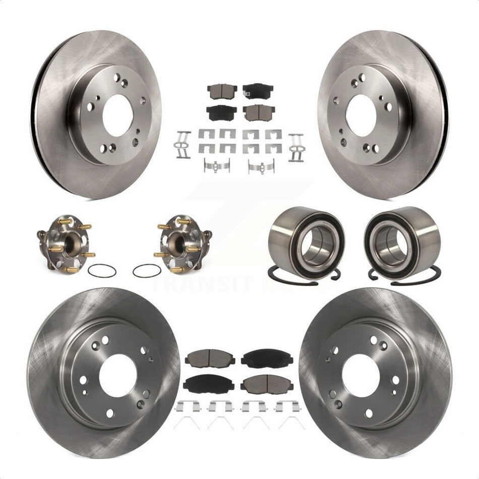 Front Rear Wheel Hub Bearings Assembly Disc Brake Rotors And Ceramic Pads Kit (10Pc) For Honda Civic KBB-117119 by Transit Auto