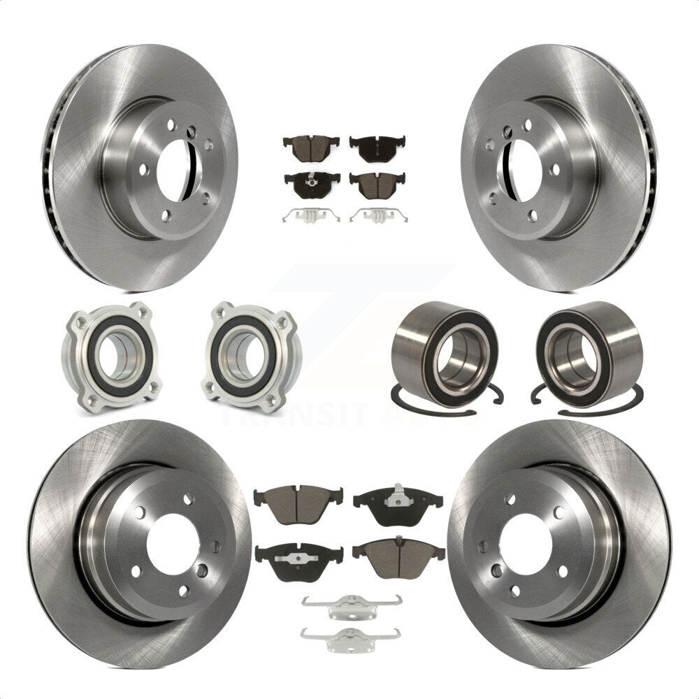 Front Rear Wheel Hub Bearings Assembly Disc Brake Rotors And Ceramic Pads Kit (10Pc) For BMW 535xi 535i xDrive 525xi KBB-117120 by Transit Auto