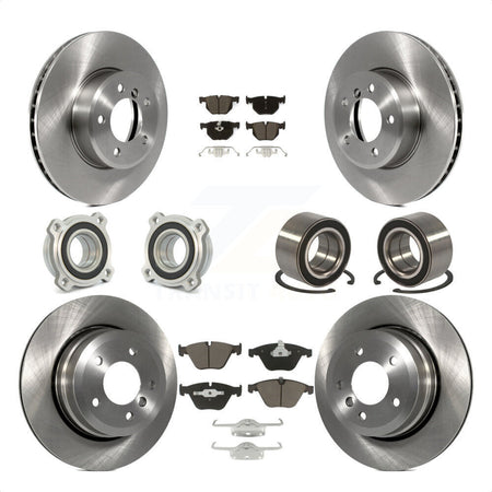 Front Rear Wheel Hub Bearings Assembly Disc Brake Rotors And Ceramic Pads Kit (10Pc) For BMW 535xi 535i xDrive 525xi KBB-117120 by Transit Auto