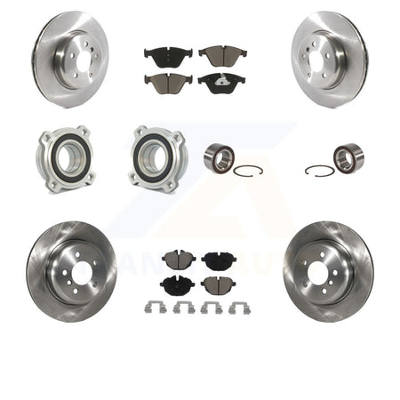 Front Rear Wheel Hub Bearings Assembly Disc Brake Rotors And Ceramic Pads Kit (10Pc) For 2011-2012 BMW 535i xDrive KBB-117121 by Transit Auto