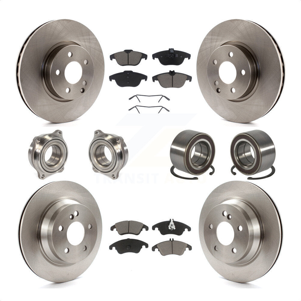 Front Rear Wheel Hub Bearings Assembly Disc Brake Rotors And Ceramic Pads Kit (10Pc) For 2014 Mercedes-Benz E350 Convertible Coupe With 322mm Diameter Rotor KBB-117138 by Transit Auto