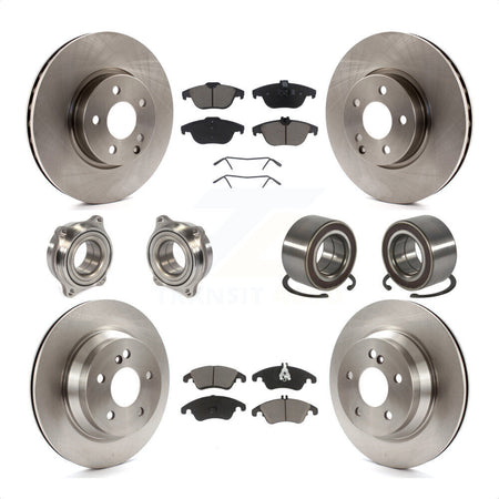 Front Rear Wheel Hub Bearings Assembly Disc Brake Rotors And Ceramic Pads Kit (10Pc) For 2014 Mercedes-Benz E350 Convertible Coupe With 322mm Diameter Rotor KBB-117138 by Transit Auto