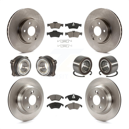 Front Rear Wheel Hub Bearings Assembly Disc Brake Rotors And Ceramic Pads Kit (10Pc) For Mercedes-Benz E350 E400 With 322mm Diameter Rotor KBB-117139 by Transit Auto
