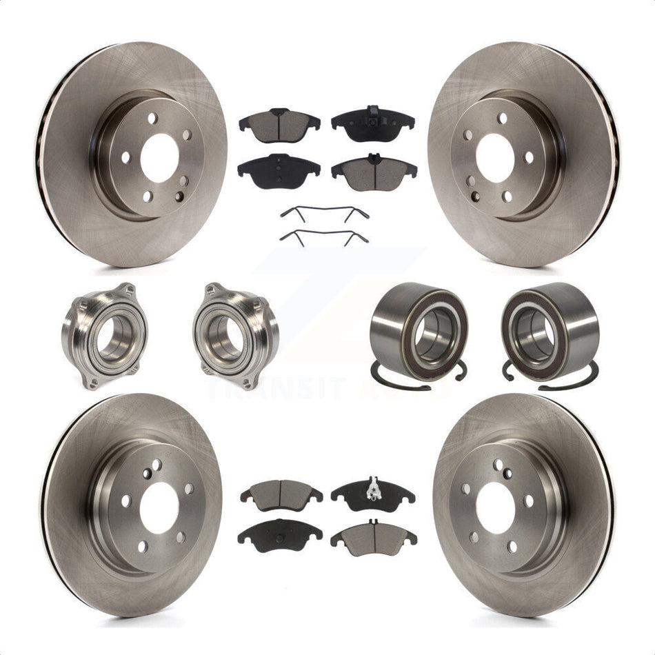 Front Rear Wheel Hub Bearings Assembly Disc Brake Rotors And Ceramic Pads Kit (10Pc) For Mercedes-Benz C300 C350 KBB-117140 by Transit Auto