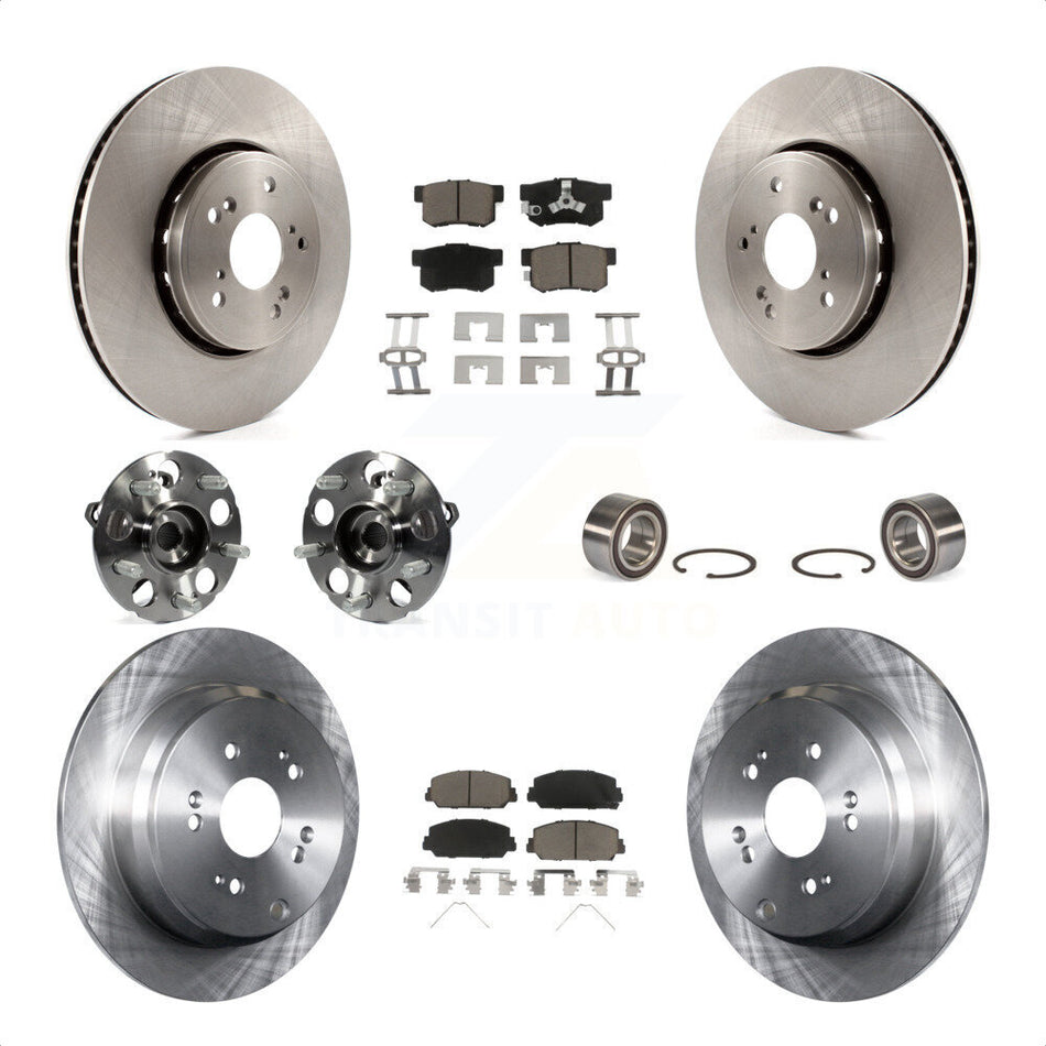 Front Rear Wheel Hub Bearings Assembly Disc Brake Rotors And Ceramic Pads Kit (10Pc) For 2013-2016 Acura RDX AWD KBB-117148 by Transit Auto