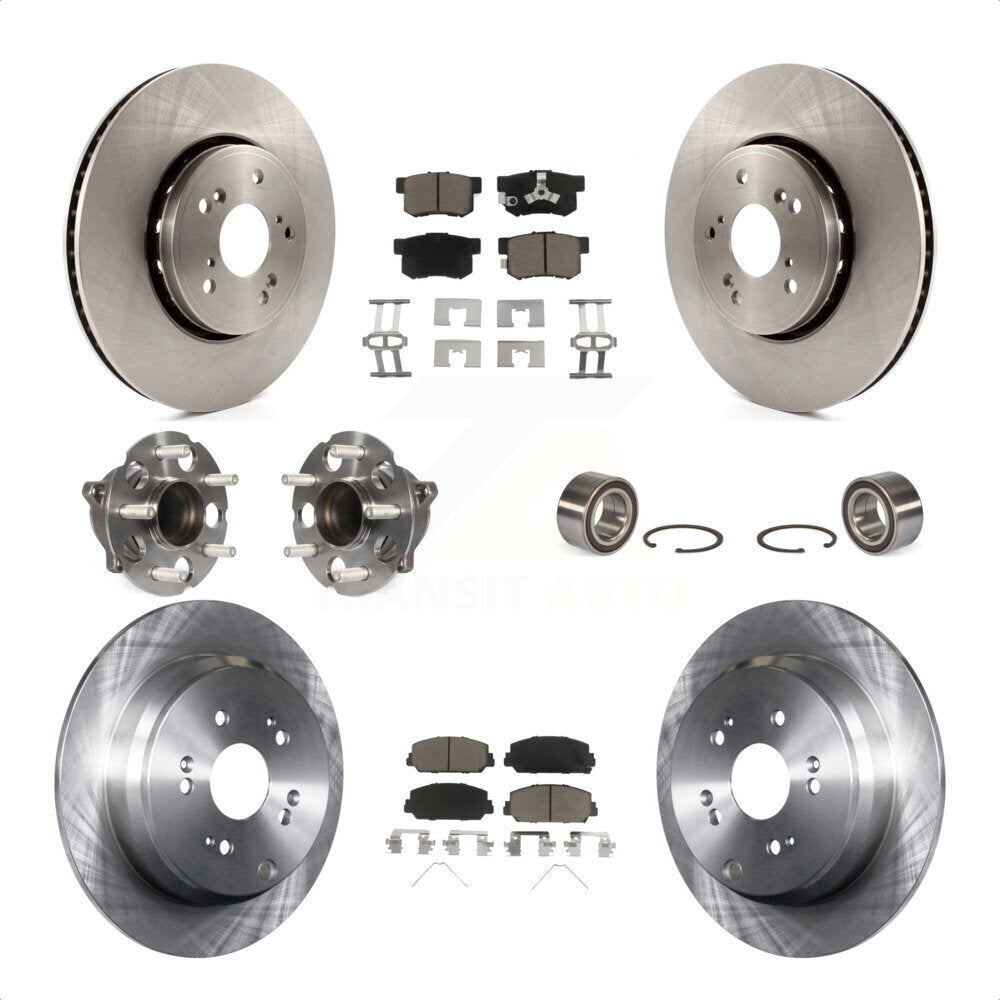 Front Rear Wheel Hub Bearings Assembly Disc Brake Rotors And Ceramic Pads Kit (10Pc) For 2013-2018 Acura RDX FWD KBB-117149 by Transit Auto