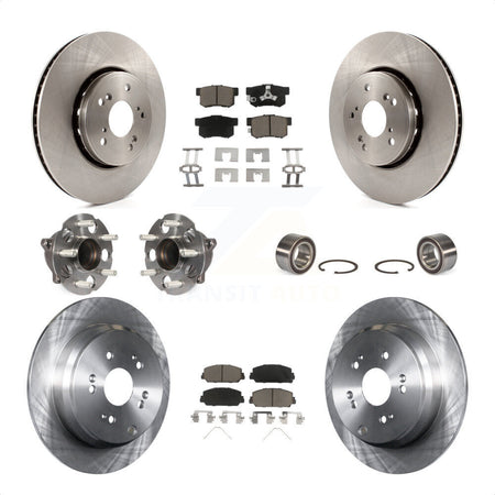 Front Rear Wheel Hub Bearings Assembly Disc Brake Rotors And Ceramic Pads Kit (10Pc) For 2013-2018 Acura RDX FWD KBB-117149 by Transit Auto